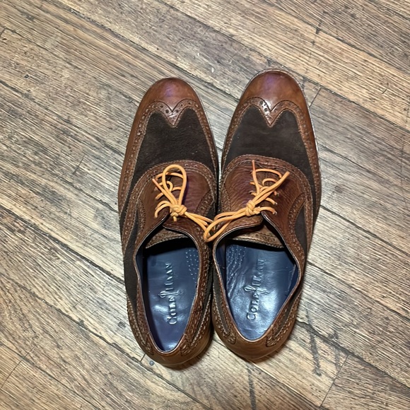 Cole Haan men’s wingtip lace up two tone brown suede and leather size 8 - Picture 5 of 5
